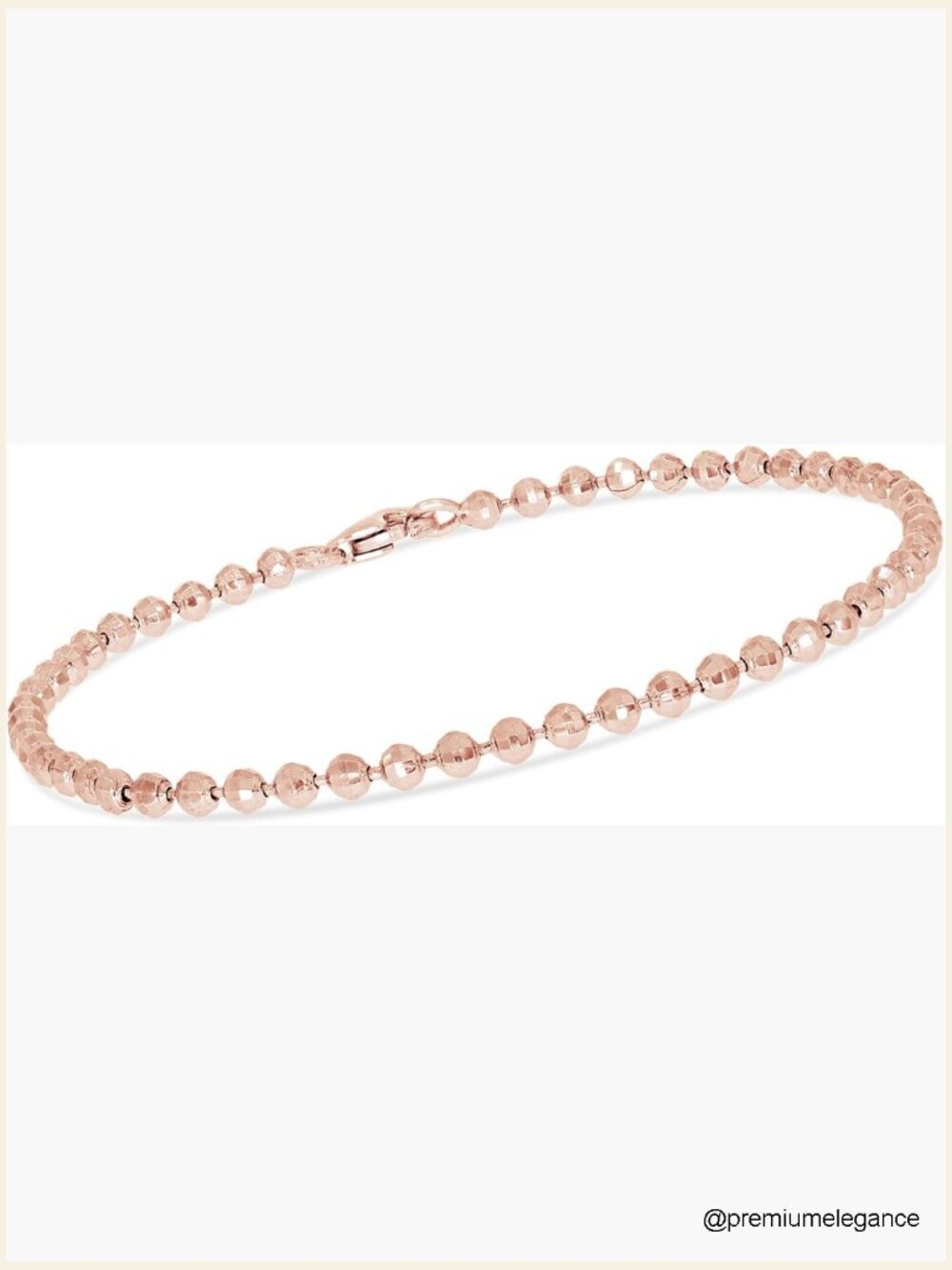 2.4mm Bead Bracelet For Women Italian Crafted Lobster Claw 7 Inches